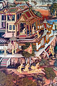 Bangkok Wat Arun - The wall murals inside the ubosot ordination hall illustrate the story of the last ten icarnation of Lord Buddha.  